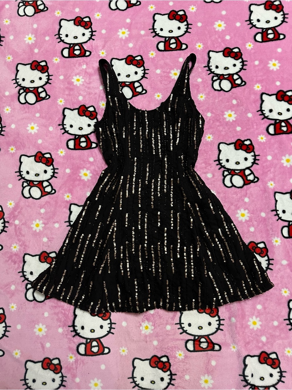 Hollister Black Sequin Skater Mini Dress